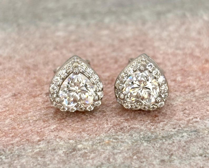 1CT Heart Moissanite Stud Earrings | Argentium 925 Sterling Silver
