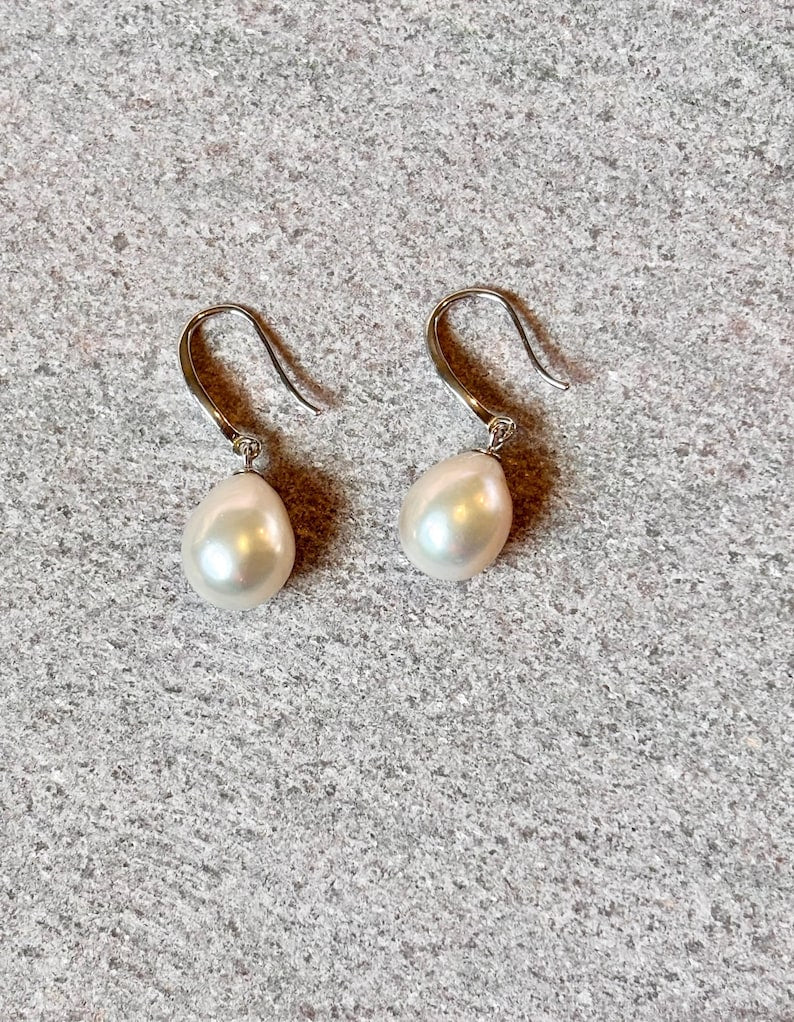 Baroque Freshwater Pearl Dangle Earrings 925 Sterling Silver Drop Jewelry