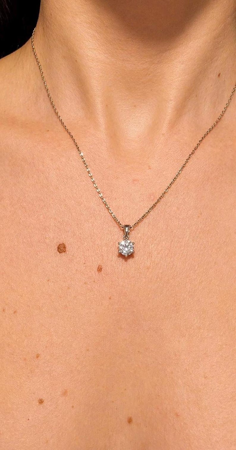 1CT Moissanite Necklace | 18K White Gold-Plated 925 Sterling Silver