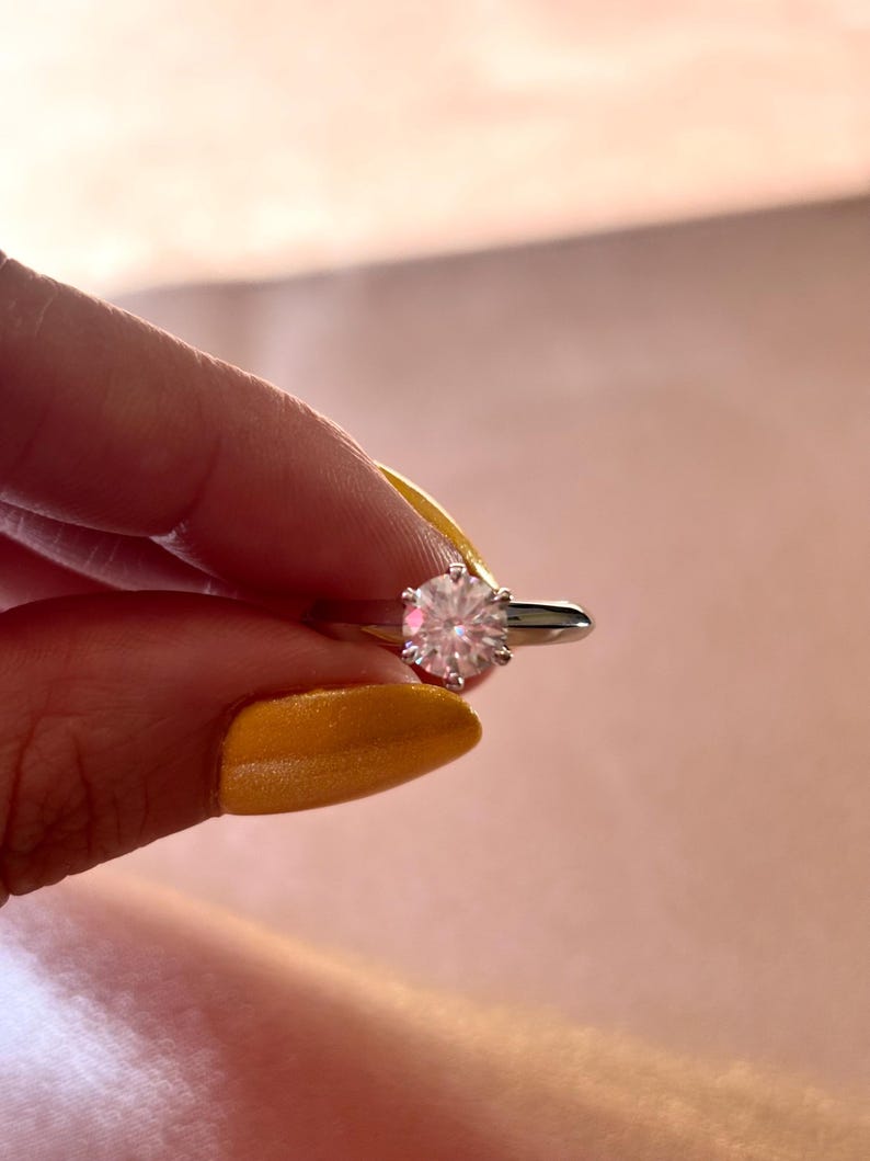 1 Carat Moissanite Halo Engagement Ring, 925 Sterling Silver Bridal Ring