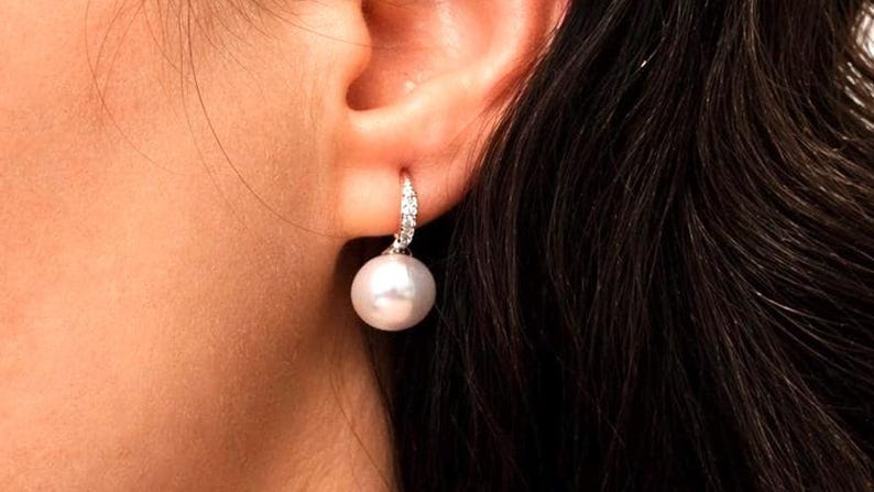 Freshwater Pearl Drop Earrings 925 Sterling Silver Dangle Earrings