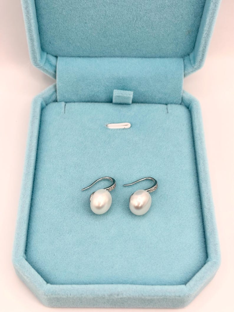 Freshwater Pearl Drop Earrings 925 Sterling Silver Dangle Earrings