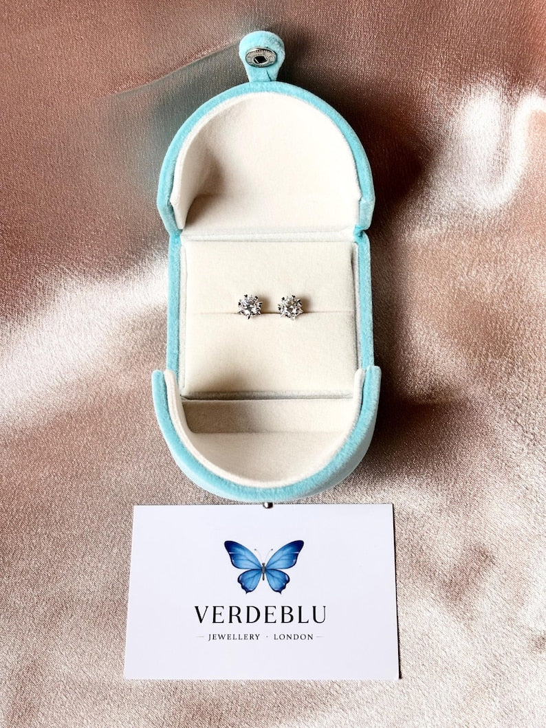 2 Carat Moissanite Stud Earrings, 925 Sterling Silver, Round Brilliant Sparkle