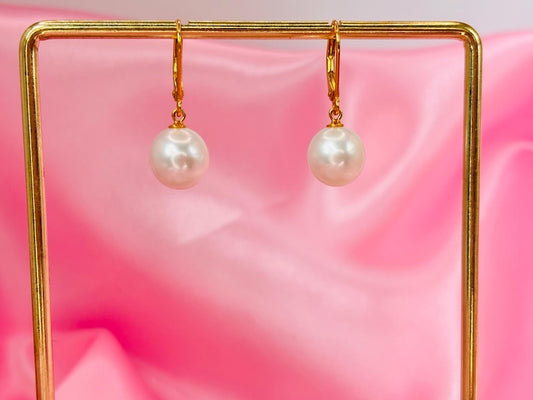 Freshwater Pearl Drop Earrings 18K Gold Plated 925 Sterling Silver