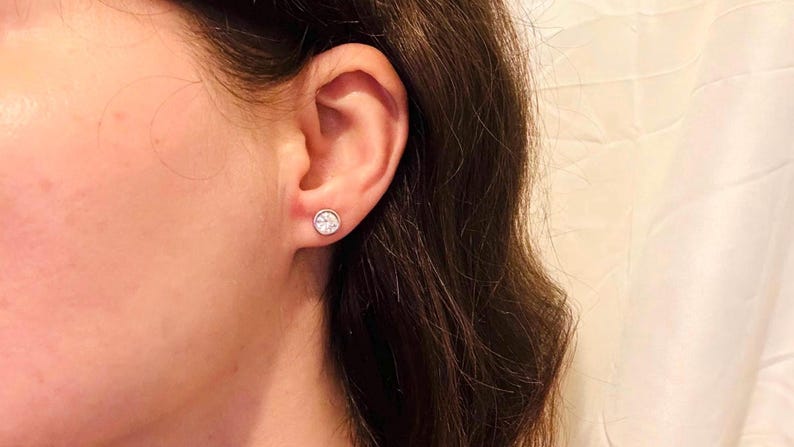 1CT Bezel Moissanite Stud Earrings | Argentium 925 Sterling Silver