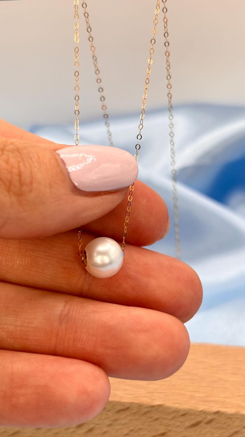 18K Solid Gold Freshwater Pearl Jewellery Set – 8mm Necklace & 9mm Stud Earrings