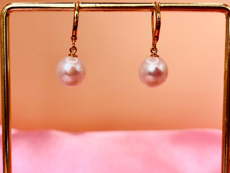 Freshwater Pearl Drop Earrings 18K Gold Plated 925 Sterling Silver