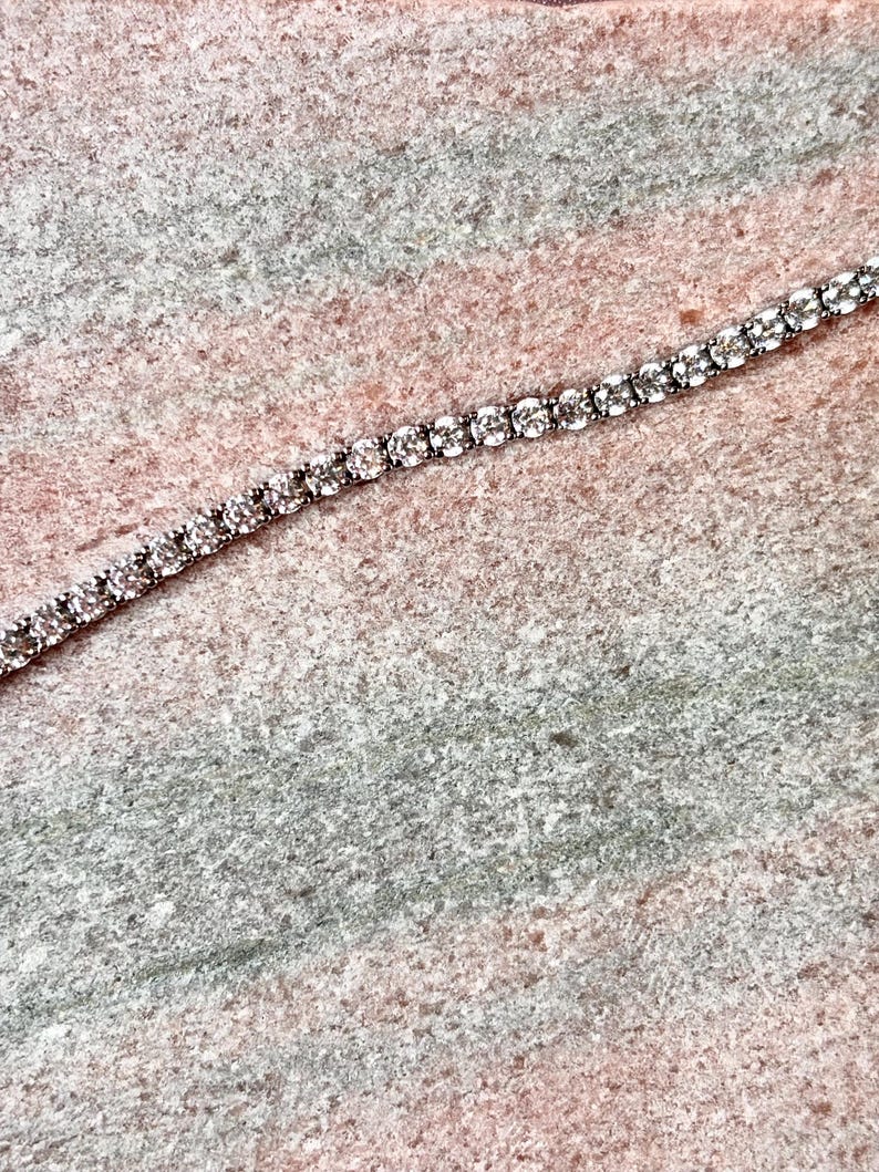 Silver Tennis Bracelet, Cubic Zirconia CZ Tennis Bracelet, Dainty Sparkly Jewelry