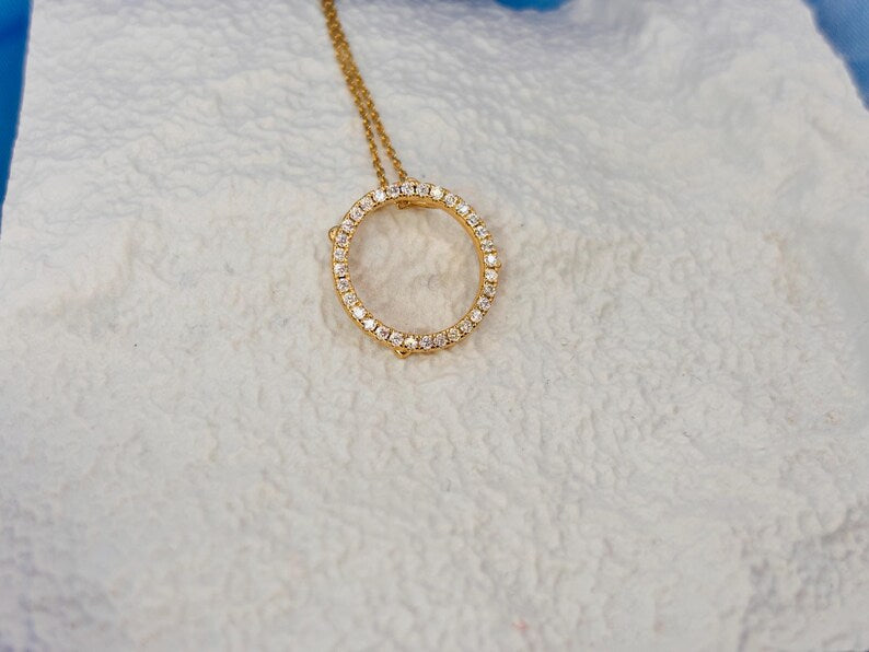 2CT Pavé Circle Moissanite Necklace | 18K Gold-Plated 925 Sterling Silver
