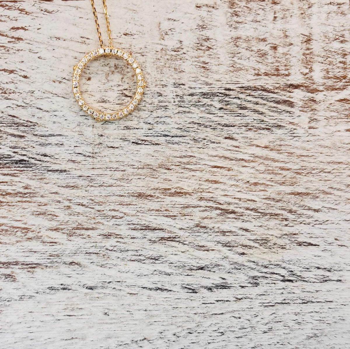 2CT Pavé Circle Moissanite Necklace | 18K Gold-Plated 925 Sterling Silver