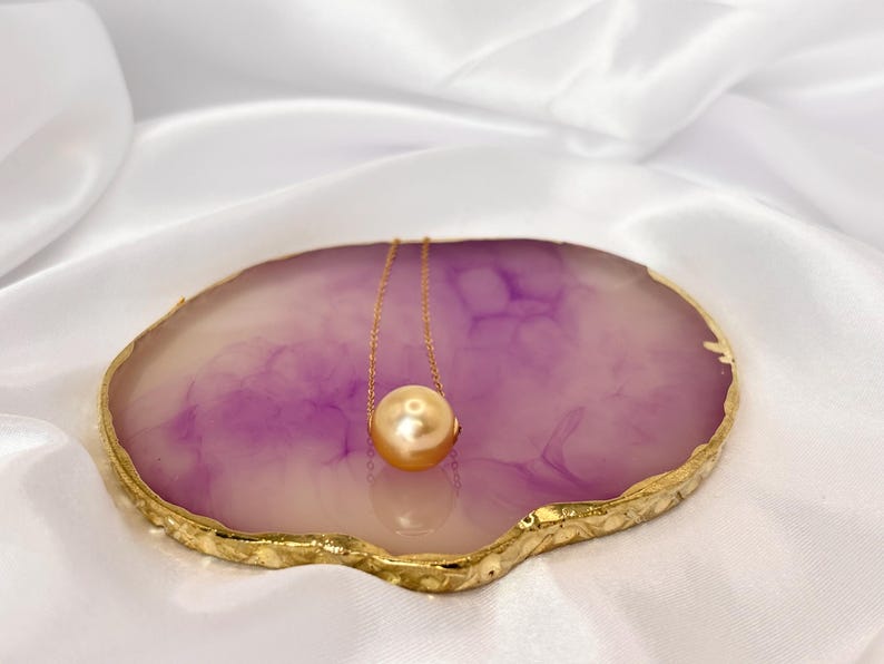 Certified Golden South Sea Pearl Necklace, 10.8mm, Vivid Golden Yellow, 18K Solid Gold