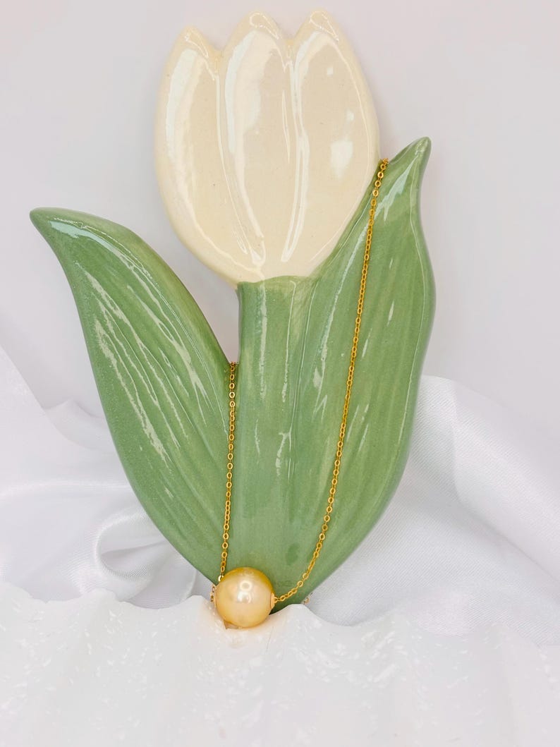 Certified Golden South Sea Pearl Necklace, 10.8mm, Vivid Golden Yellow, 18K Solid Gold