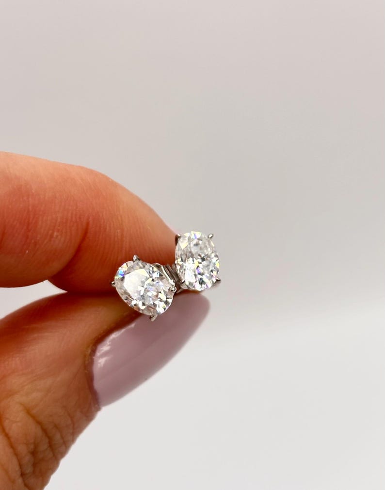 1 Carat Oval Moissanite Halo Stud Earrings | Argentium 925 Sterling Silver