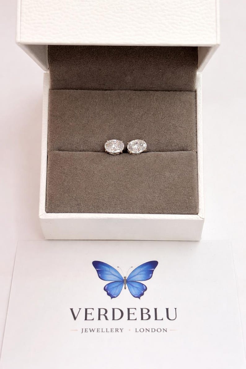 1 Carat Oval Moissanite Halo Stud Earrings | Argentium 925 Sterling Silver