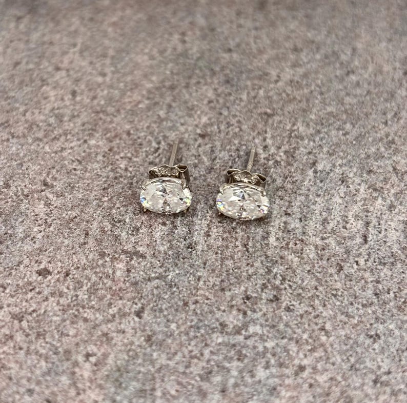 1 Carat Oval Moissanite Halo Stud Earrings | Argentium 925 Sterling Silver