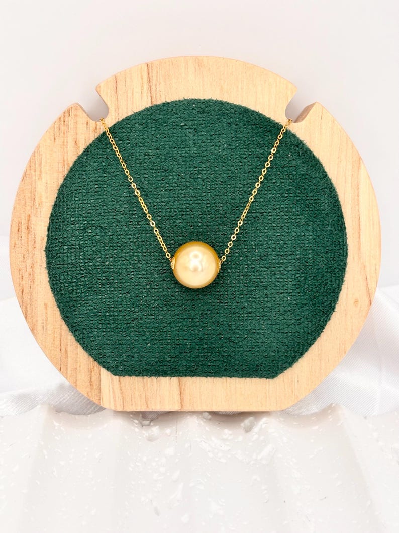 Certified Golden South Sea Pearl Necklace, 10.8mm, Vivid Golden Yellow, 18K Solid Gold