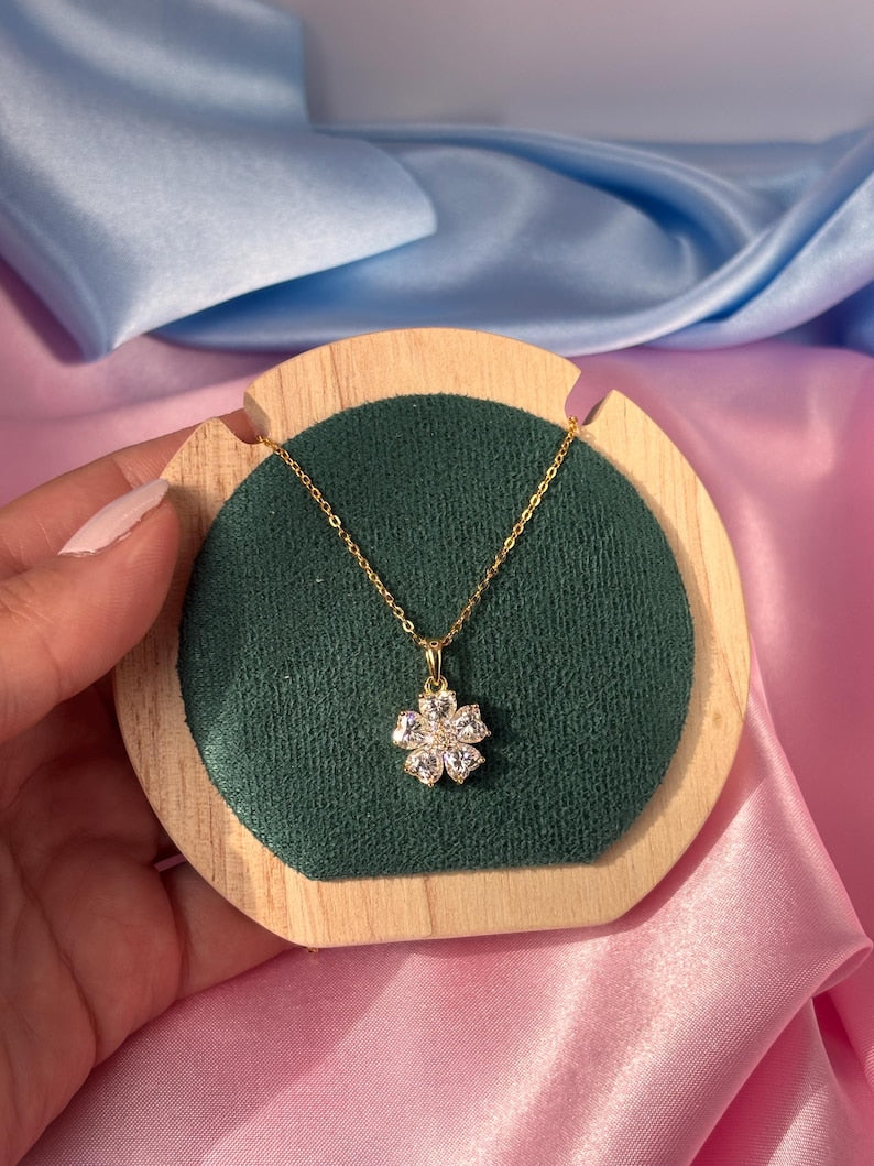 18K Gold-Plated Moissanite Flower Necklace | 925 Sterling Silver Pendant
