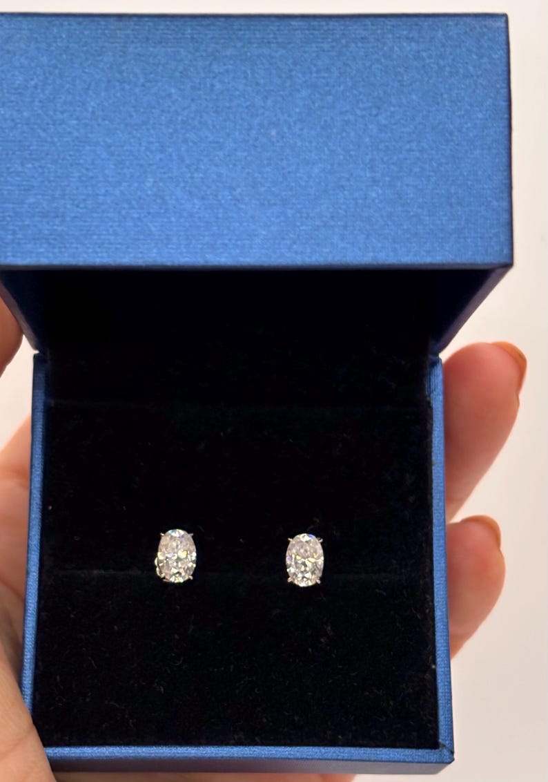 1 Carat Oval Moissanite Halo Stud Earrings | Argentium 925 Sterling Silver