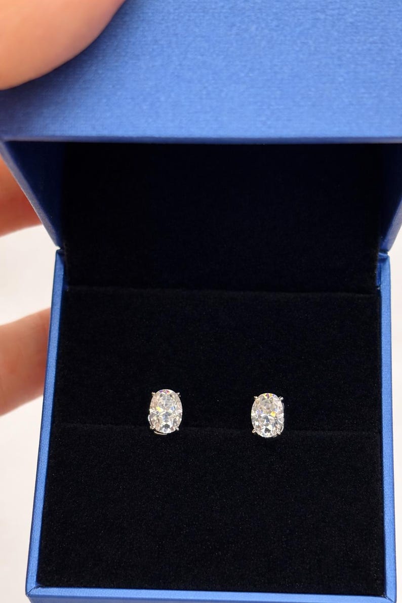 1 Carat Oval Moissanite Halo Stud Earrings | Argentium 925 Sterling Silver