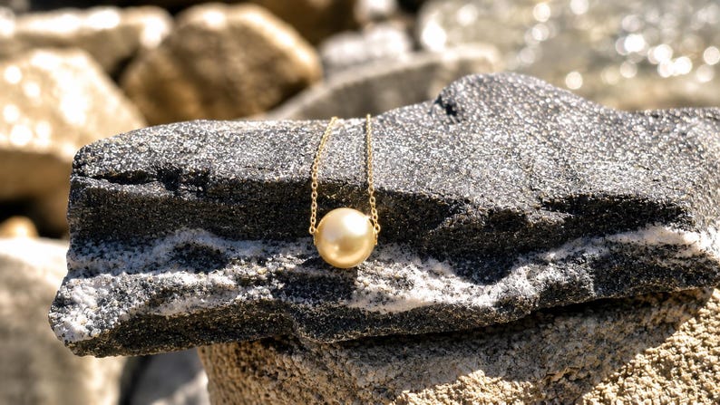 Certified Golden South Sea Pearl Necklace, 10.8mm, Vivid Golden Yellow, 18K Solid Gold
