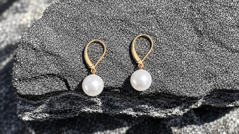 Freshwater Pearl Drop Earrings 18K Gold Plated 925 Sterling Silver
