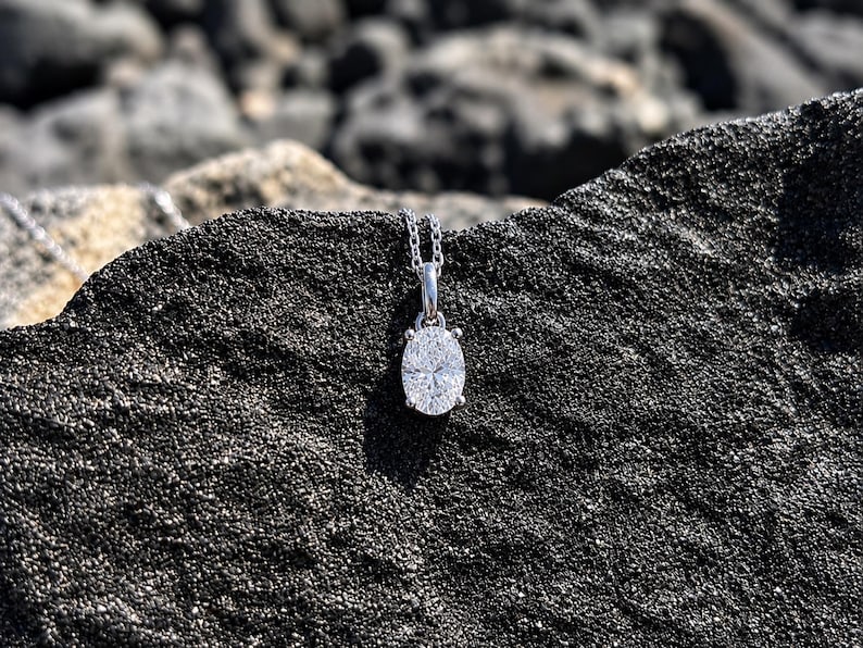 1 Carat Pear Cut Moissanite Necklace, 18K White Gold Plated Sterling Silver