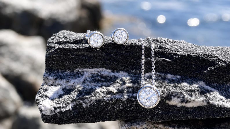 1CT Bezel Moissanite Stud Earrings | Argentium 925 Sterling Silver