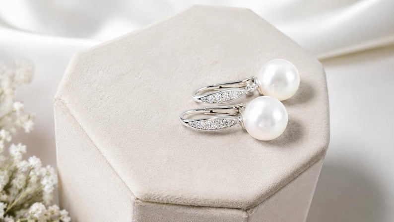 Baroque Freshwater Pearl Dangle Earrings 925 Sterling Silver Drop Jewelry