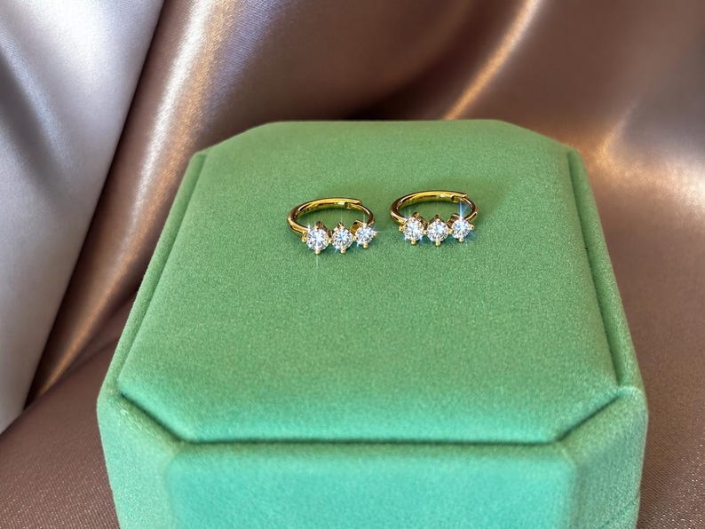 1 Carat Moissanite Huggie Hoop Earrings, 925 Argentium Sterling Silver