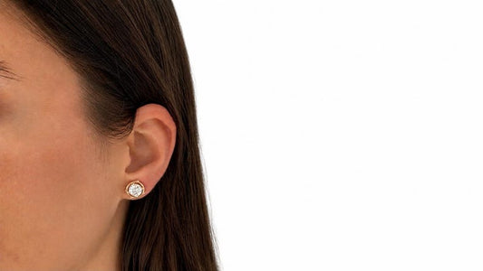 Round Moissanite Stud Earrings | 18K Gold-Plated 925 Sterling Silver