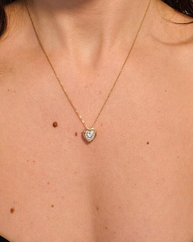 Heart Shaped Moissanite Necklace & Earrings Set | 18K Gold-Plated 925 Sterling Silver