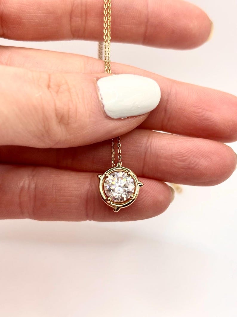 Round Moissanite Necklace & Earrings Set | 18K Gold-Plated 925 Sterling Silver