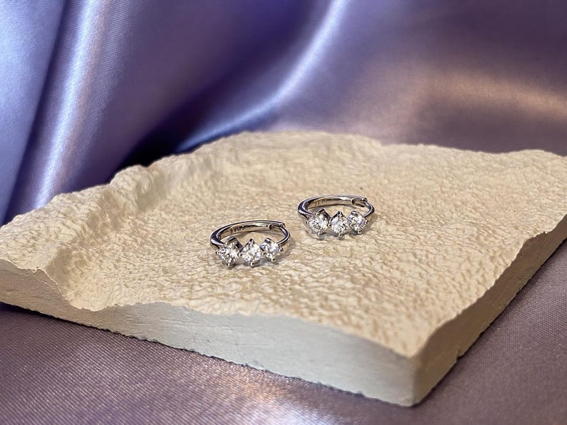 1 Carat Moissanite Huggie Hoop Earrings, 925 Argentium Sterling Silver