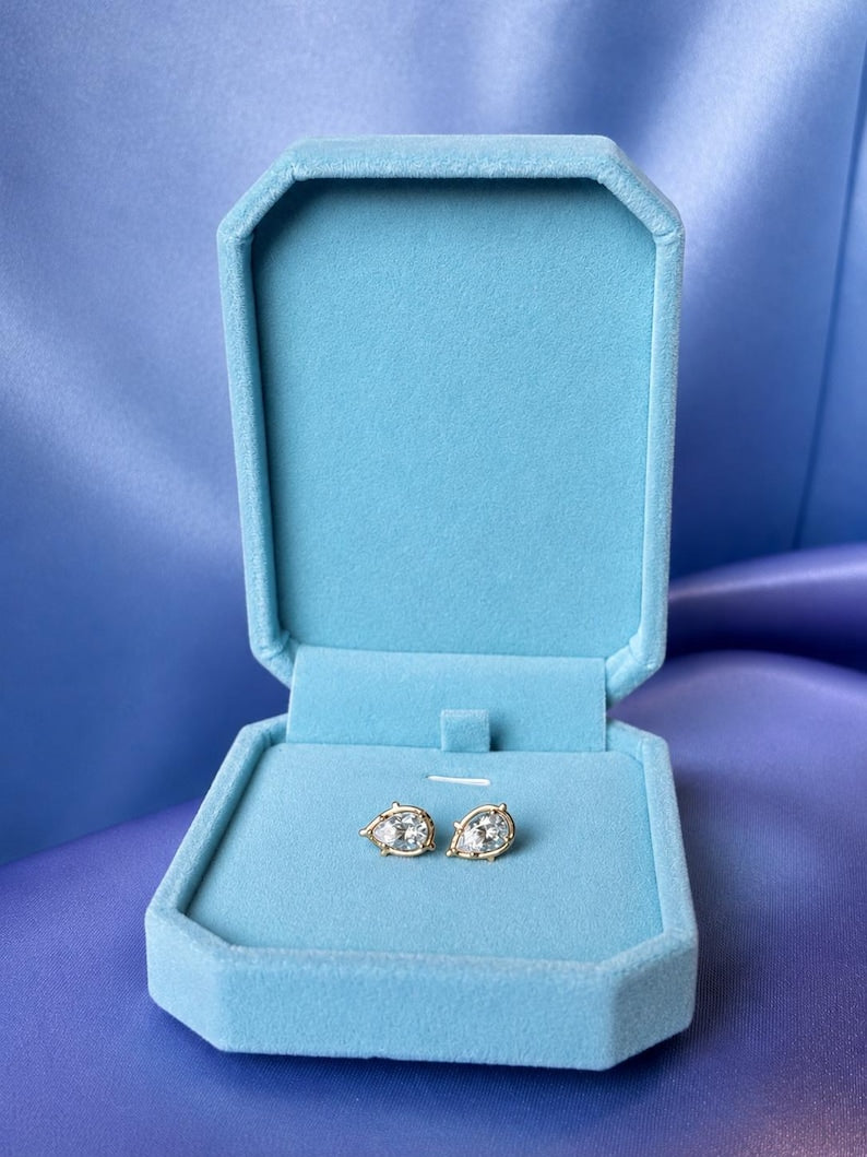 Pear Cut Moissanite Stud Earrings | 18K Gold-Plated 925 Sterling Silver