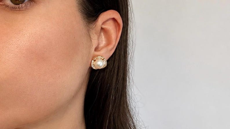 Freshwater Pearl Flower Stud Earrings | 18K Gold-Plated 925 Sterling Silver