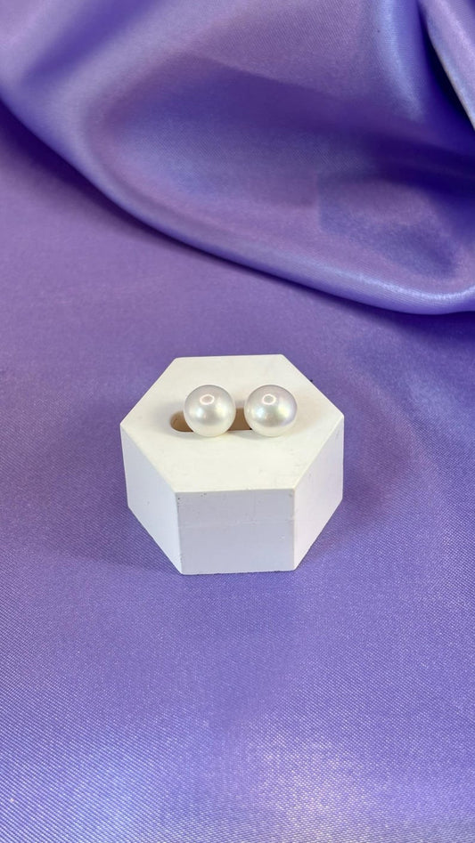 8mm Gold Plated Freshwater Pearl Stud Earrings 925 Sterling Silver