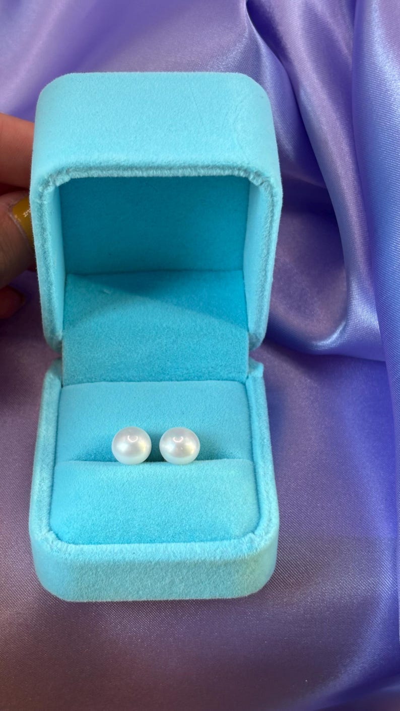 8mm Freshwater Pearl Stud Earrings 925 Sterling Silver Classic Jewellery