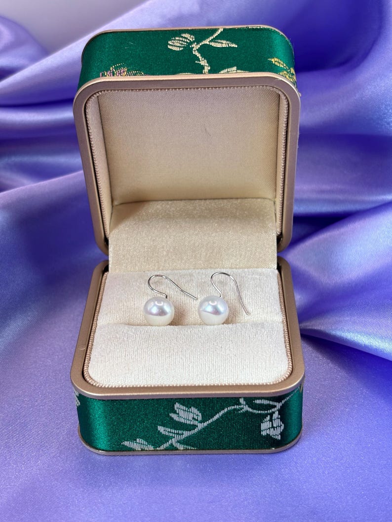 8mm Freshwater Pearl Dangle Earrings 925 Sterling Silver Gift for Her