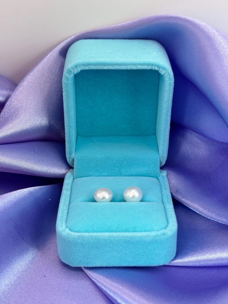 8mm Freshwater Pearl Stud Earrings 925 Sterling Silver Classic Jewellery