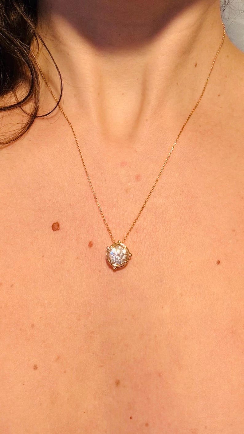 Round Moissanite Necklace & Earrings Set | 18K Gold-Plated 925 Sterling Silver