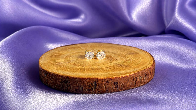 1CT Oval Moissanite Halo Stud Earrings, 18K Gold Plated Argentium Sterling Silver