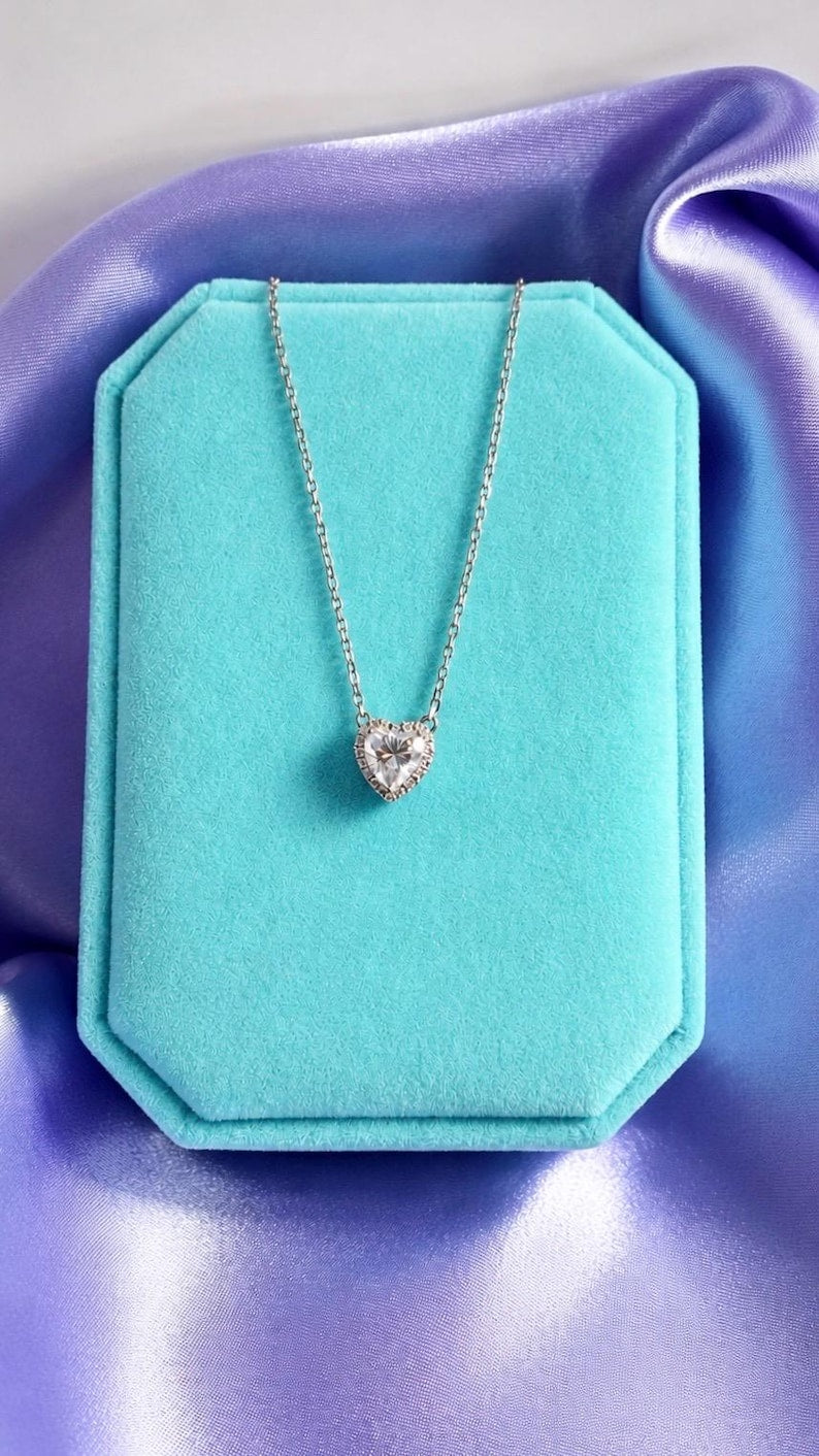 2 Carat Heart Moissanite Necklace & Earrings Set | 925 Sterling Silver