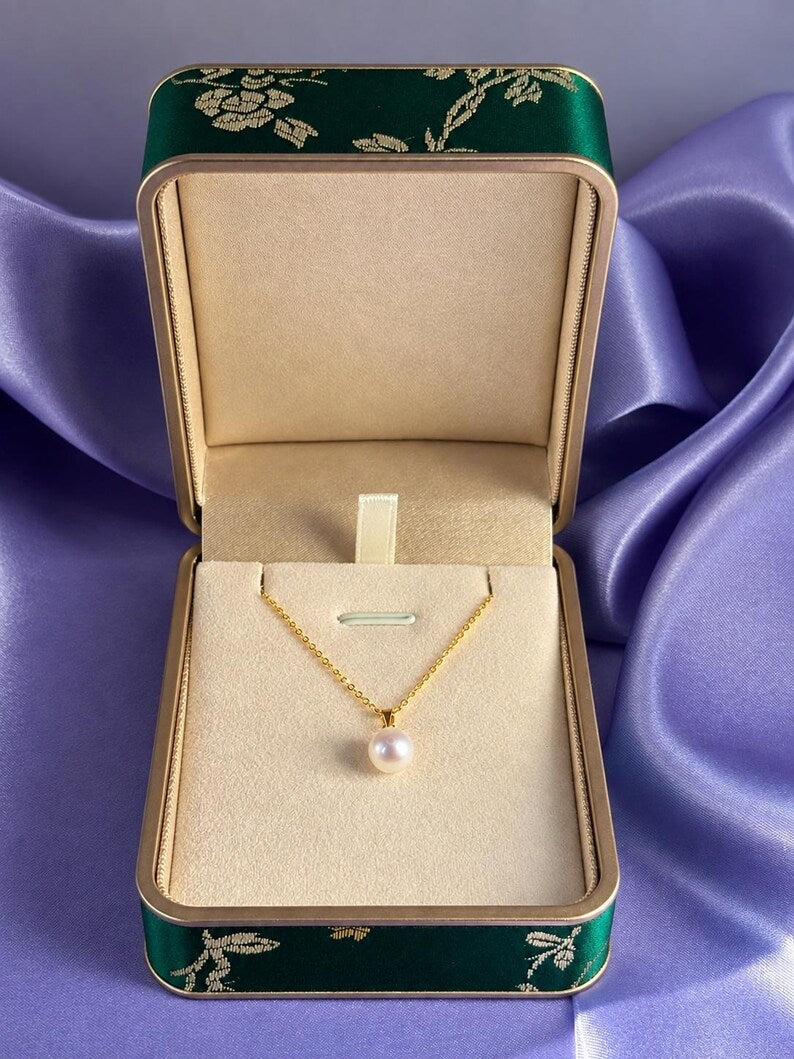 18K Solid Gold Freshwater Pearl Necklace 8mm, Hallmarked Fine Jewellery