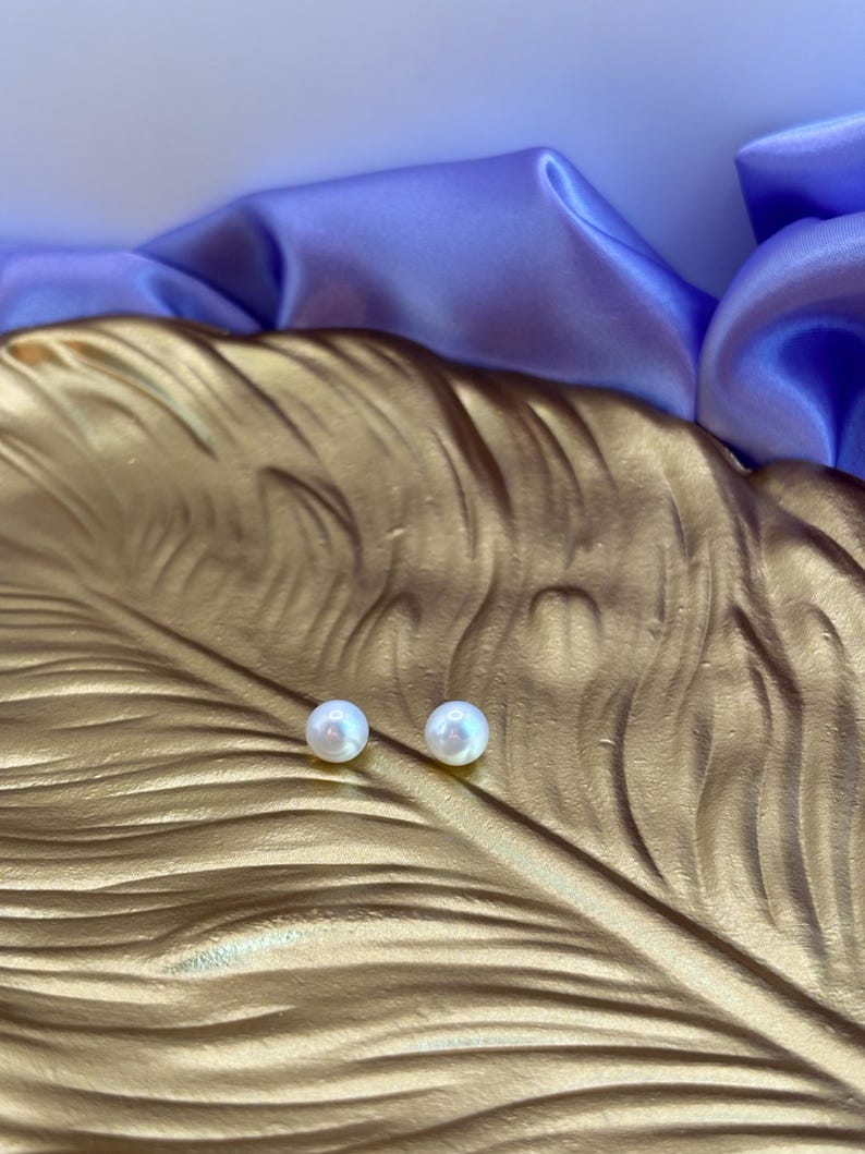 8mm Freshwater Pearl Stud Earrings 925 Sterling Silver Classic Jewellery