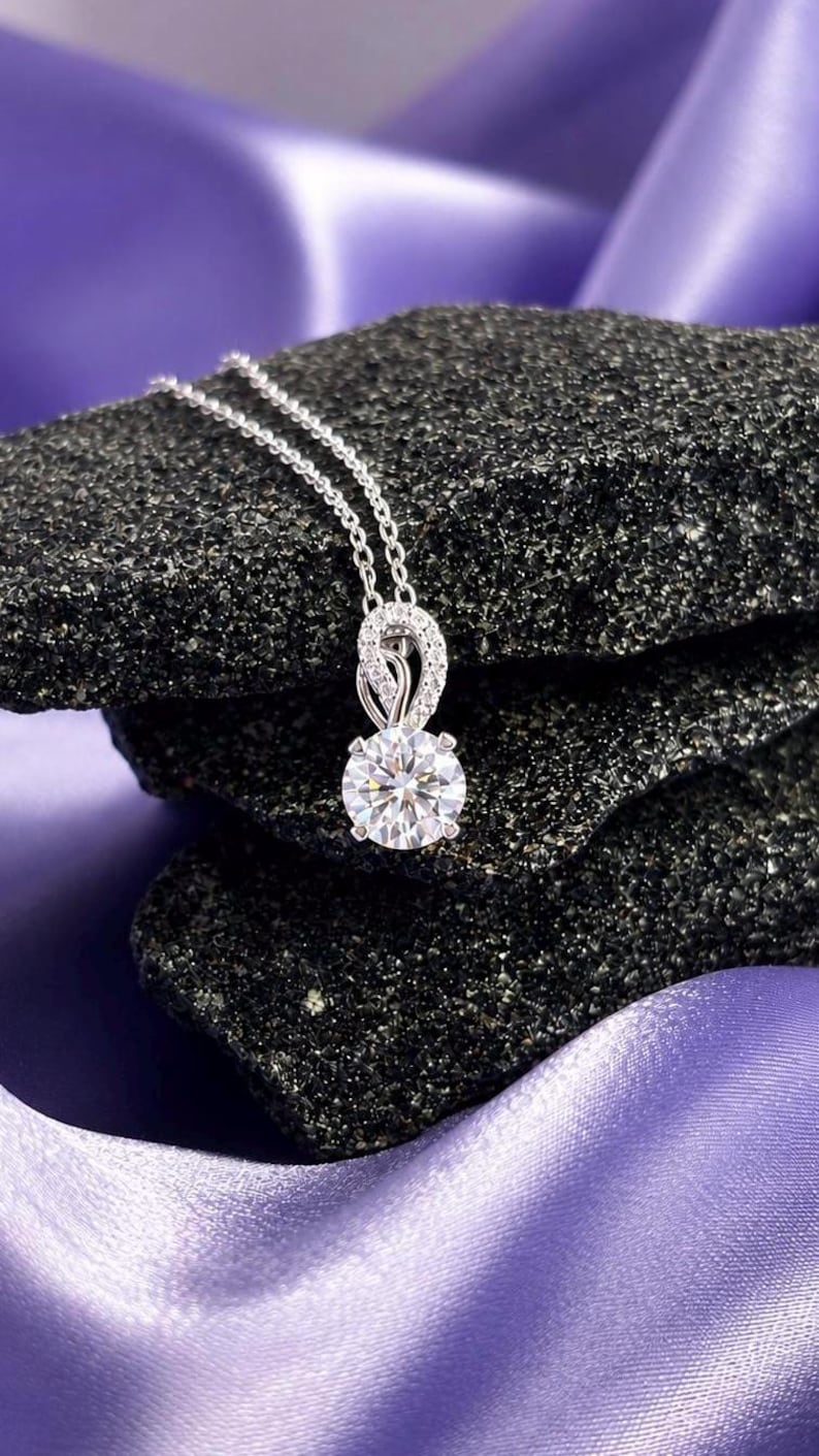 1CT Moissanite Pendant Necklace | 18K White Gold-Plated Minimalist Jewelry