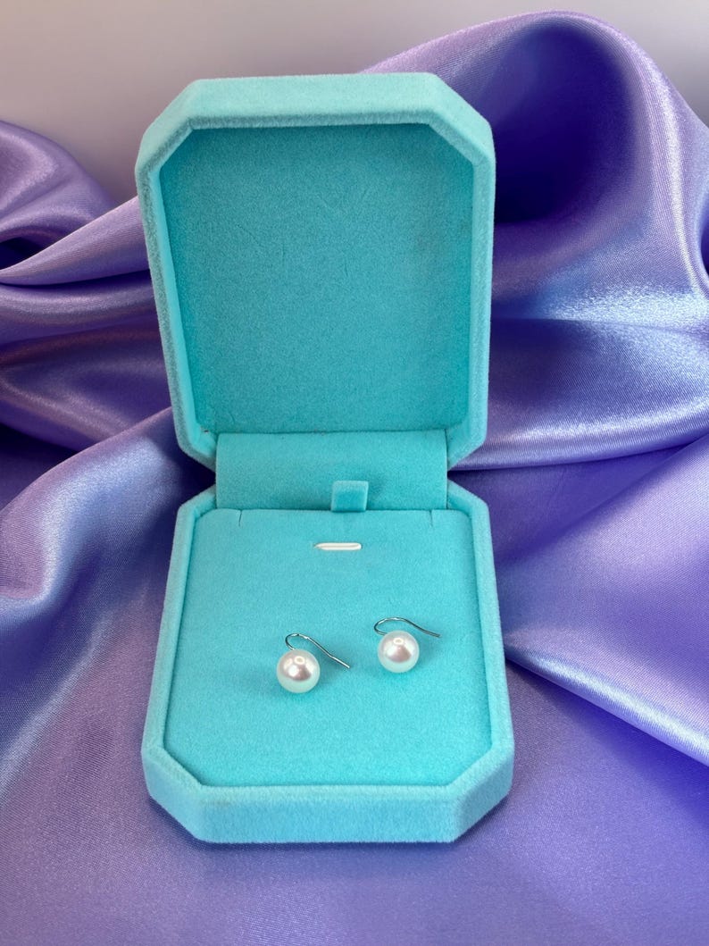 8mm Freshwater Pearl Dangle Earrings 925 Sterling Silver Gift for Her