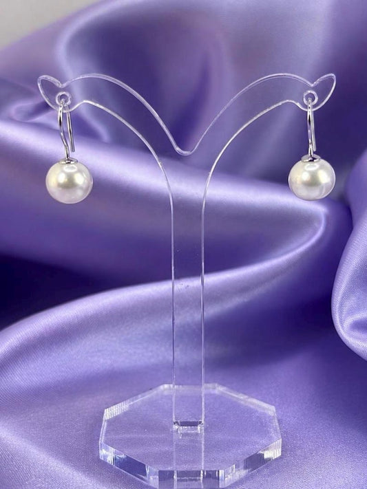 8mm Freshwater Pearl Drop Earrings 925 Sterling Silver Dangle Jewellery