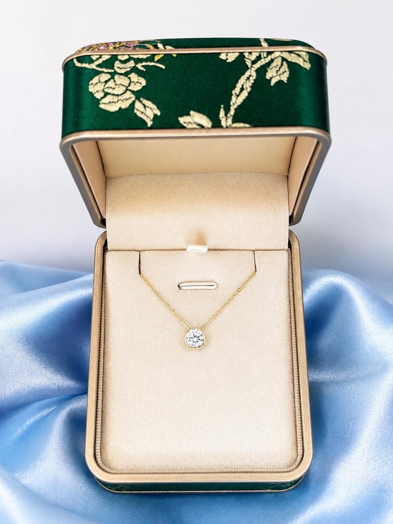 6x5mm Emerald Cut Moissanite Necklace | 18K Gold-Plated Sterling Silver