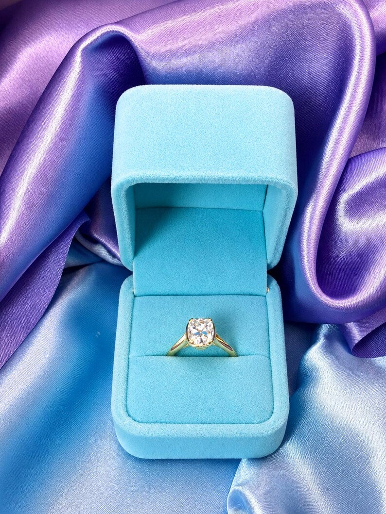 4 Carat Moissanite Ring | Gold-Plated 925 Sterling Silver Adjustable Ring