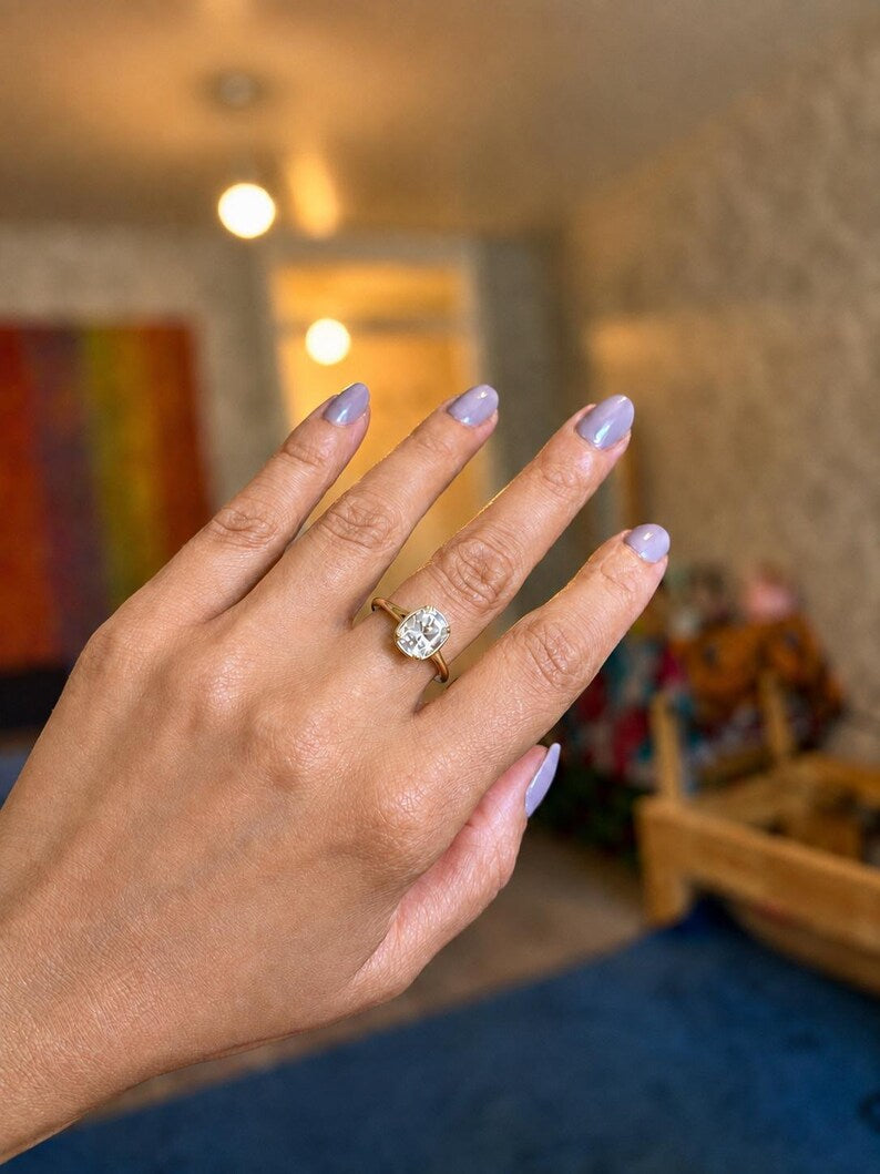 4 Carat Moissanite Ring | Gold-Plated 925 Sterling Silver Adjustable Ring